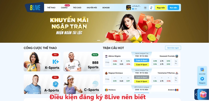 Điều kiện đăng ký 8Live nên biết